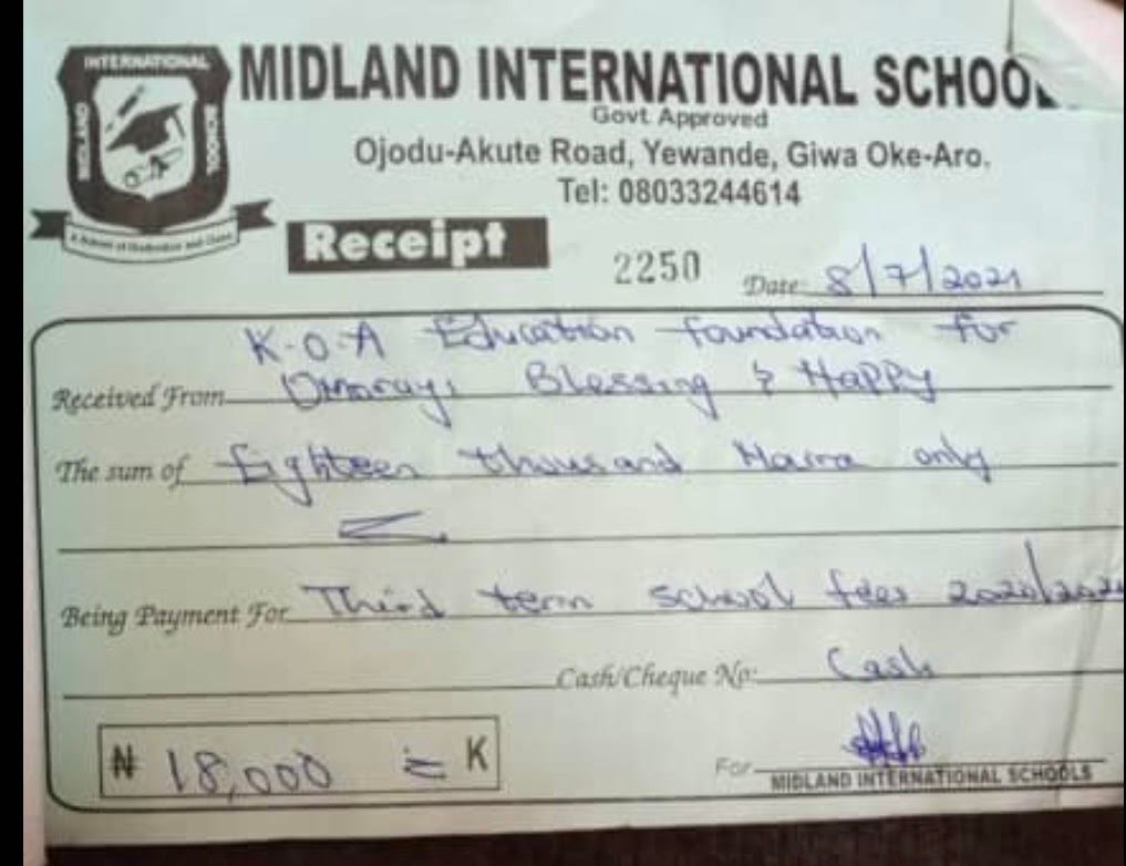 Beneficiary Sponsor A child In School Omoruyi